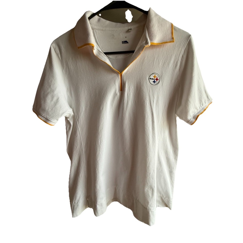 NFL Pittsburgh Steelers Women's Short Sleeve V-Neck Fitted T-Shirt White Size L
